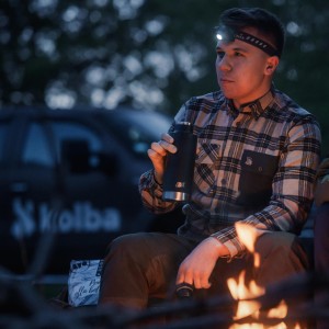 Koszula męska Tagart Alaska slim, flanelowa, beżowa w zieloną kratę