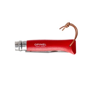 Nóż Opinel Colorama 08 inox grab czerwony z rzemieniem