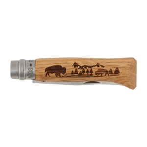 Nóż składany Opinel 8 inox dąb seria Animal - bizon