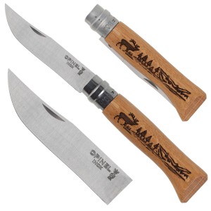 Nóż składany Opinel 8 inox dąb seria Animal - jeleń