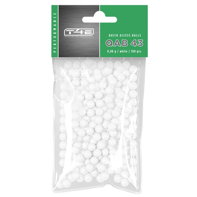 Kulki szklano-polimerowe T4E Performance QAB .43, 0,88 g 100 szt. białe