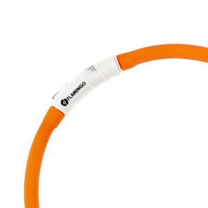 Obroża led dla psa Flamingo Nera pomarańczowa 16 mm