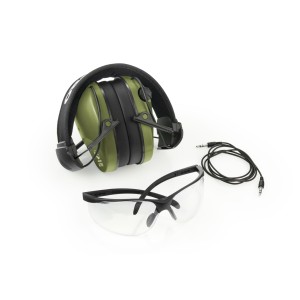 Ochronniki słuchu aktywne RealHunter Active PRO oliwkowe + okulary
