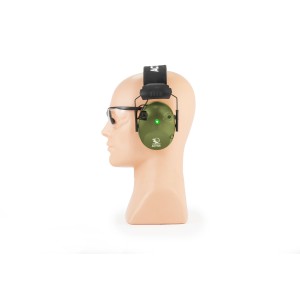 Ochronniki słuchu aktywne RealHunter Active PRO oliwkowe + okulary
