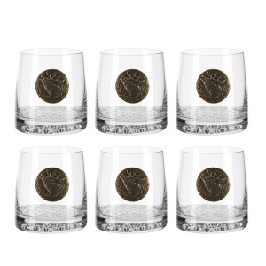 Szklanki do whisky Golden Fox Radius, zdobione odlewanym elementem 6 szt.
