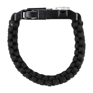 Bransoletka M-Tac Paracord z Krzesiwem, Kompasem i Gwizdkiem, czarny