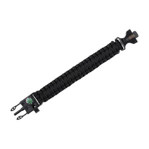 Bransoletka M-Tac Paracord z Krzesiwem, Kompasem i Gwizdkiem, czarny