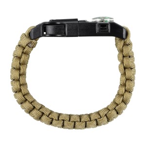 Bransoletka M-Tac Paracord z Krzesiwem, Kompasem i Gwizdkiem, tan