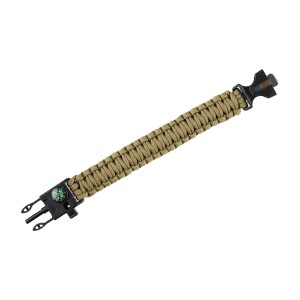 Bransoletka M-Tac Paracord z Krzesiwem, Kompasem i Gwizdkiem, tan