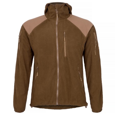 BLUZA  MYŚLIWSKA  HUNTER,  WĘDKARSKA  POLAR  TAKTYCZNA  GRID  W  KOLORZE  COYOTE