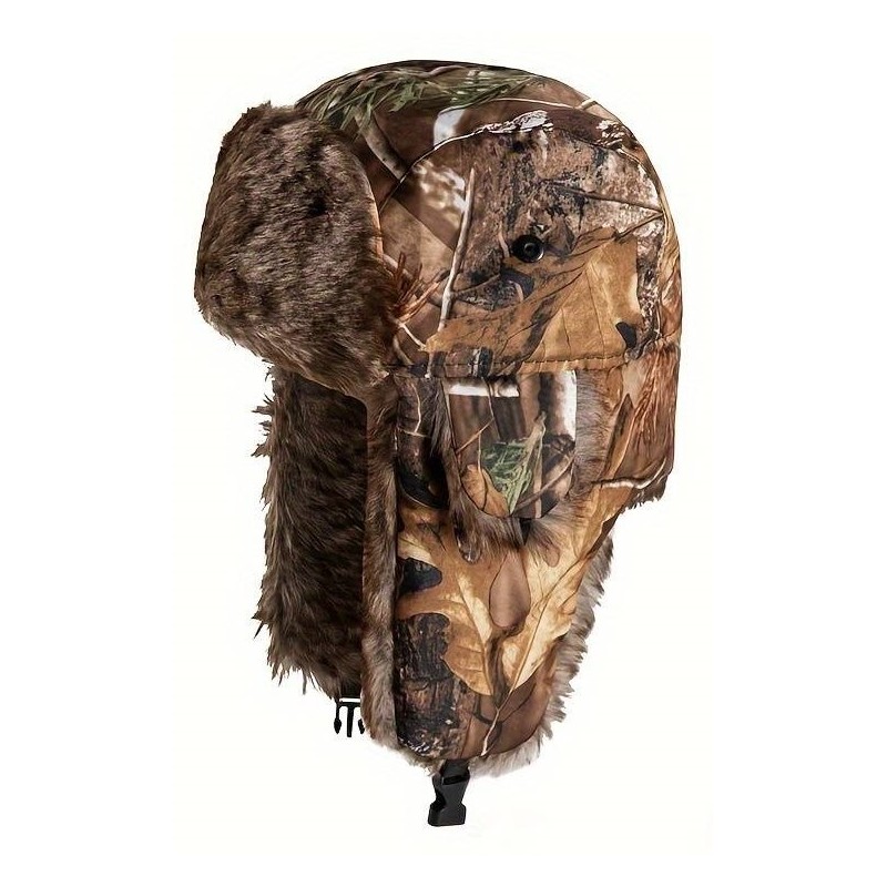 CZAPKA  MYŚLIWSKA  HUNTER  USZATKA  KAMUFLAŻ  LEŚNY