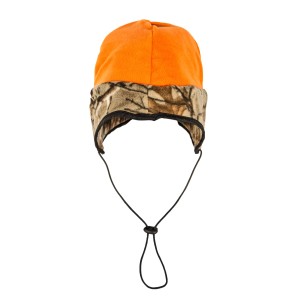 CZAPKA  MYŚLIWSKA  HUNTER,  DWUSTRONNA  POLAROWA  KAMUFLAŻ  POMARAŃCZ