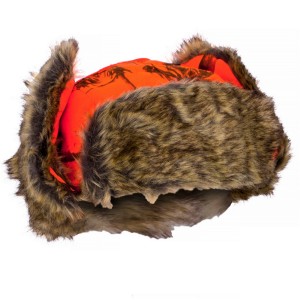CZAPKA  MYŚLIWSKA  HUNTER,  ZIMOWA,  USZATKA,  KAMUFLAŻ  POMARAŃCZOWY