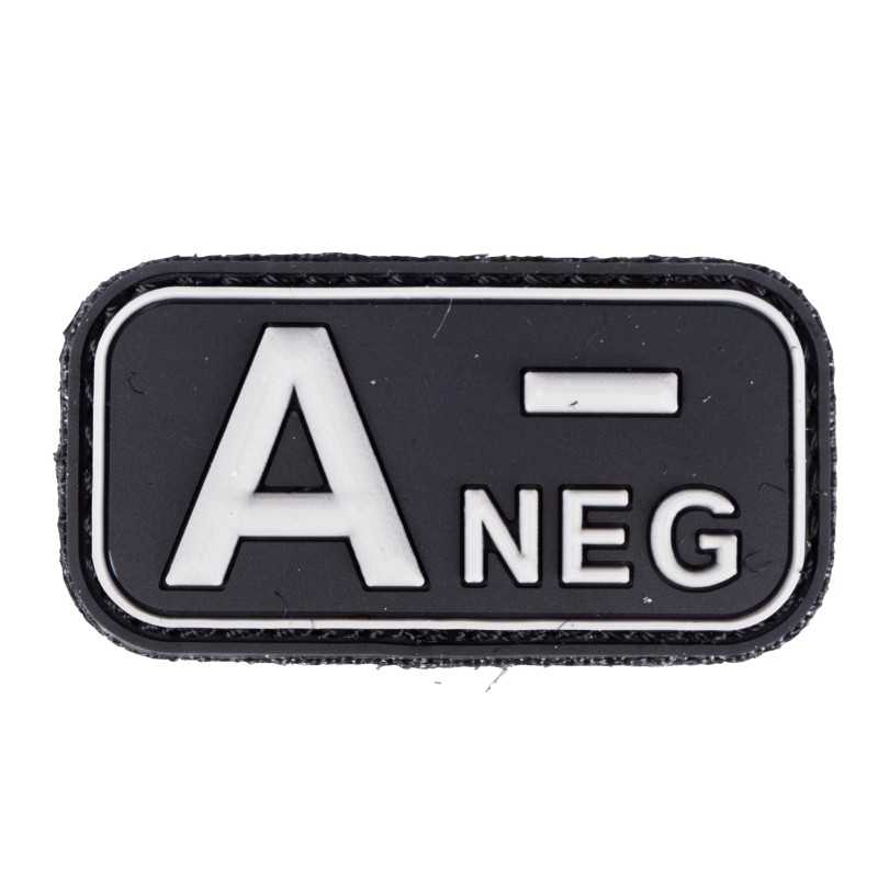 Emblemat narzepka 3D PVC grupa krwi A Minus czarny