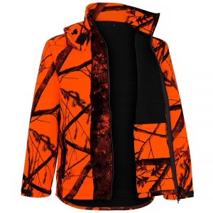 Komplet  myśliwski  HUNTER  softshell  kamuflaż  orange  na  polowania  zbiorowe