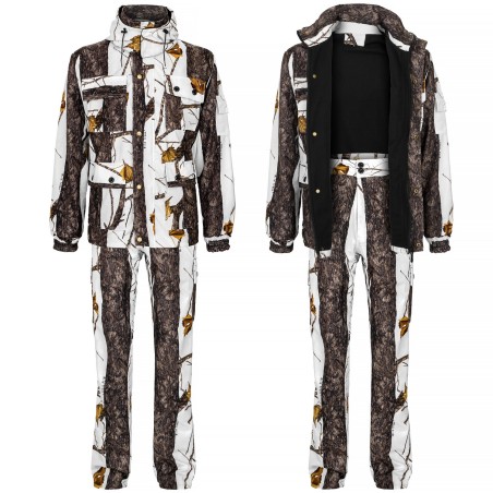 Komplet  myśliwski  HUNTER  w  białym  camo  snow  cienki,  cichy