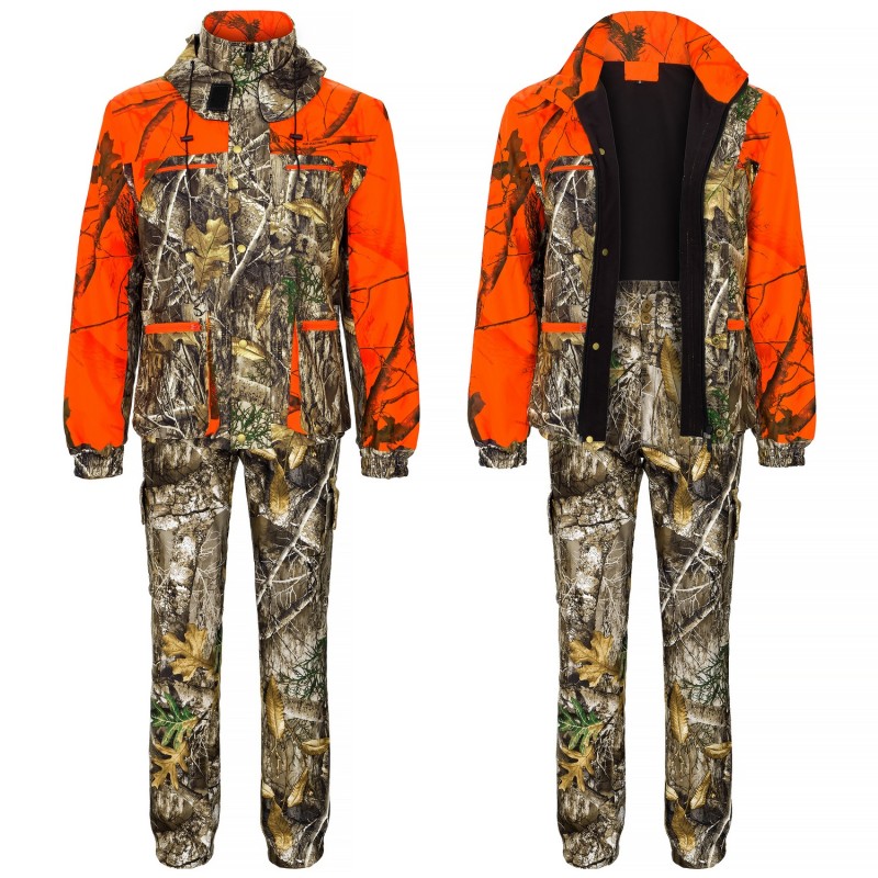 Komplet  myśliwski  HUNTER  w  kamuflażu  orange  z  pomarańczowymi  wstawkami
