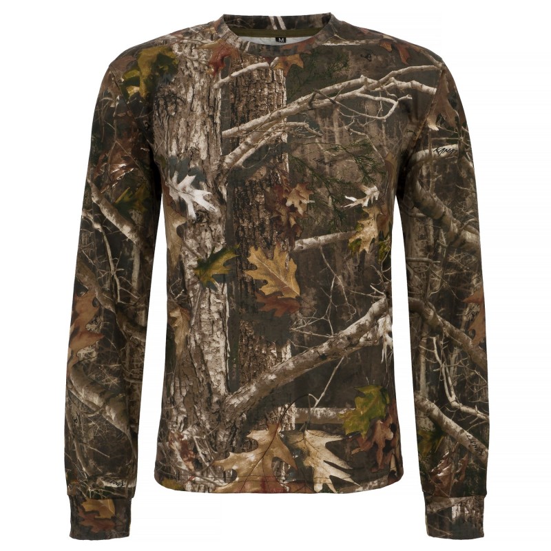 Koszulka  myśliwska  HUNTER  T-shirt,  bawełniana  w  kamuflażu  leśnym,    długi  rękaw
