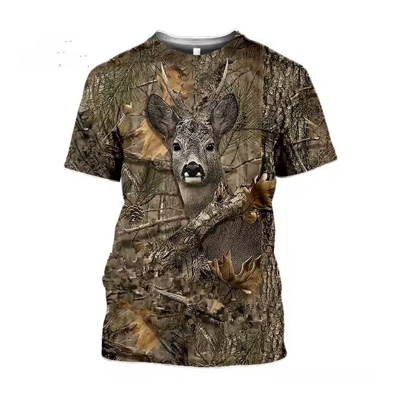 Koszulka myśliwska HUNTER T-shirt, dziecięca młodzieżowa myśliwska z nadrukiem koziołka 3D