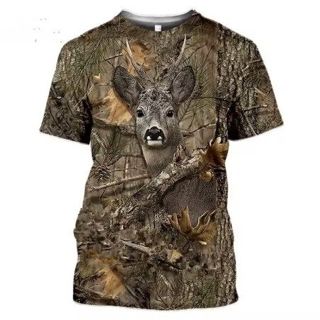 Koszulka myśliwska HUNTER T-shirt, dziecięca młodzieżowa myśliwska z nadrukiem koziołka 3D