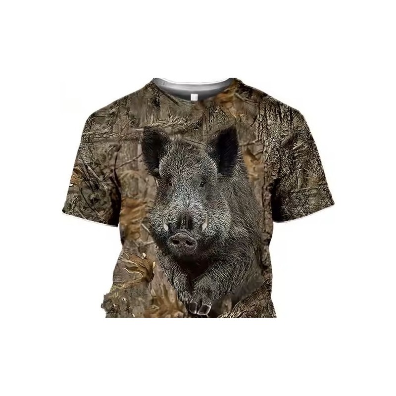 Koszulka myśliwska HUNTER T-shirt, dziecięca młodzieżowa myśliwska z nadrukiem dzika 3D