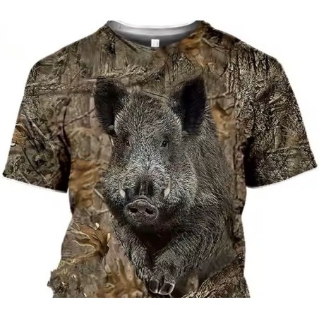 Koszulka myśliwska HUNTER T-shirt, dziecięca młodzieżowa myśliwska z nadrukiem dzika 3D
