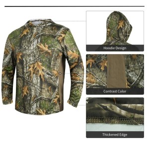 BLUZA MYŚLIWSKA HUNTER cienka ,koszulka Loogu w kamuflażu z kapturem