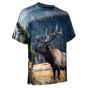 Koszulka myśliwska HUNTER T-shirt  z nadrukiem 3D majestatyczny jeleń