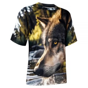 Koszulka myśliwska HUNTER T-shirt  z nadrukiem 3D wilk