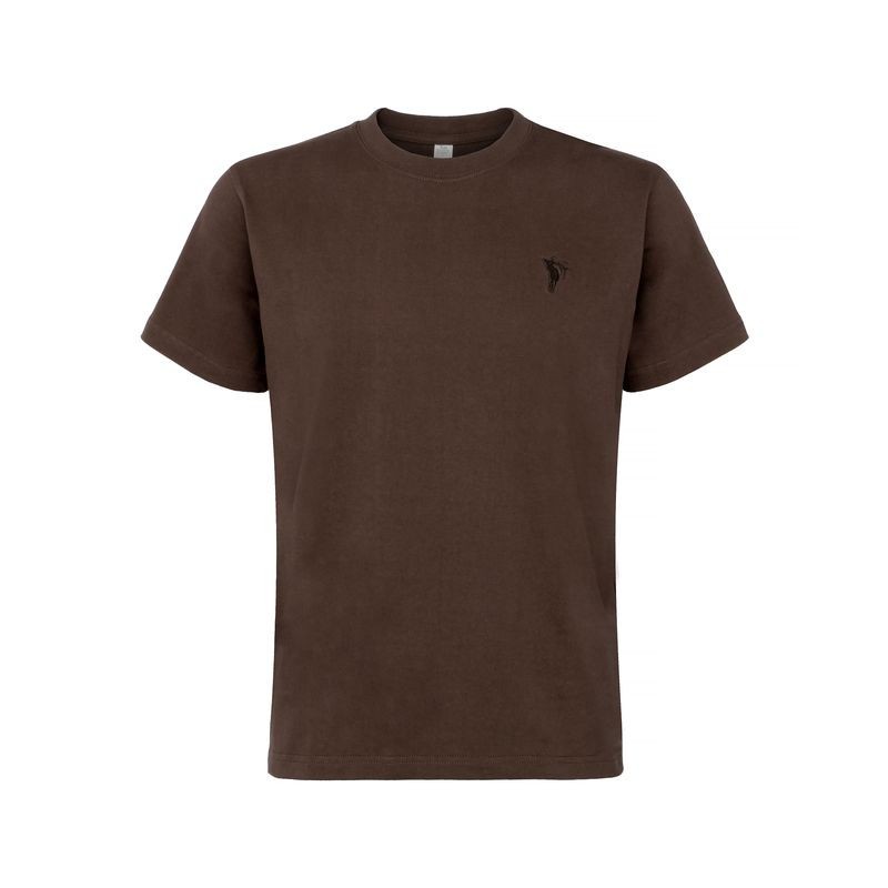 Koszulka myśliwska HUNTER T-shirt, podkoszulek bawełna 250g. z haftem jelenia brązowa