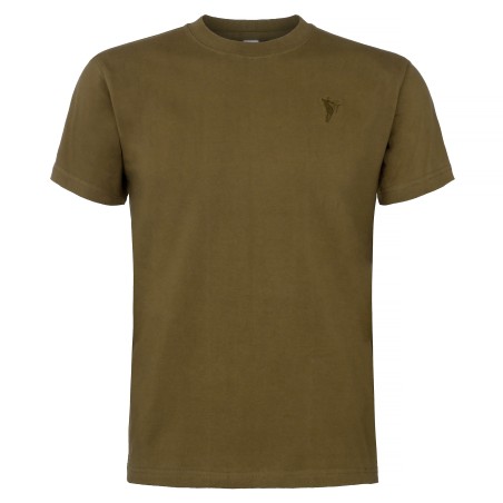 Koszulka myśliwska HUNTER T-shirt, podkoszulek bawełna 250g. z haftem jelenia oliwka