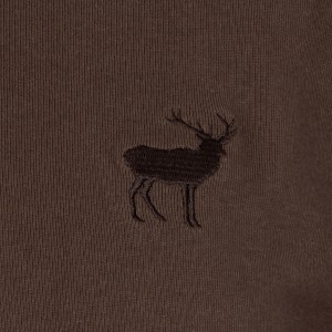 Koszulka myśliwska HUNTER T bluza, długi rękaw bawełna 250g. z haftem jelenia brązowa