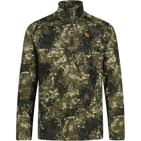 KOSZULKA ALASKA myśliwska T-shirt, CoolDry MS Half-Zip Top Blindtech Forest techniczna z długim rękawem