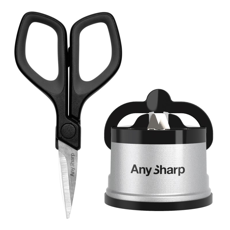 Zestaw ostrzałka AnySharp classic srebrna plus mini nożyczki