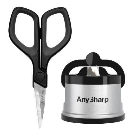Zestaw ostrzałka AnySharp classic srebrna plus mini nożyczki