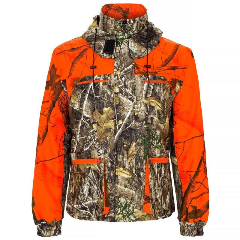 KURTKA MYŚLIWSKA HUNTER w kamuflażu real/orange na polowania zbiorowe