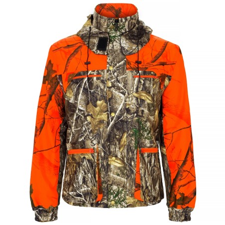 KURTKA MYŚLIWSKA HUNTER w kamuflażu real/orange na polowania zbiorowe