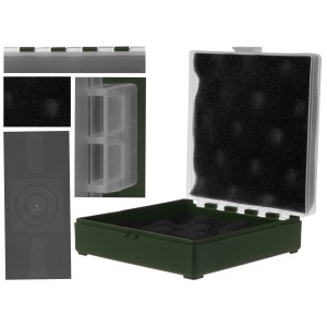 Pudełko Megaline 11x11x3,5 zielono-przezroczyste gąbka 2 szczęki rekina