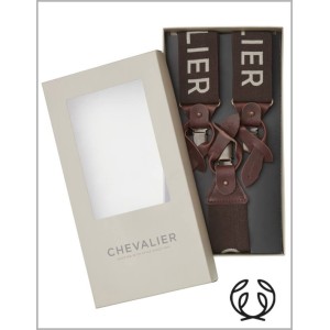 SZELKI Chevalier Logo Suspenders brown na guziki i żabki