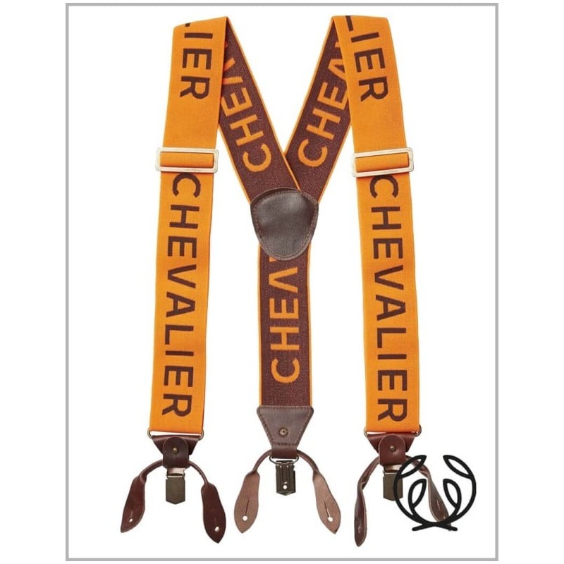 SZELKI Chevalier Logo Suspenders orange na guziki i żabki