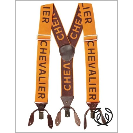 SZELKI Chevalier Logo Suspenders orange na guziki i żabki
