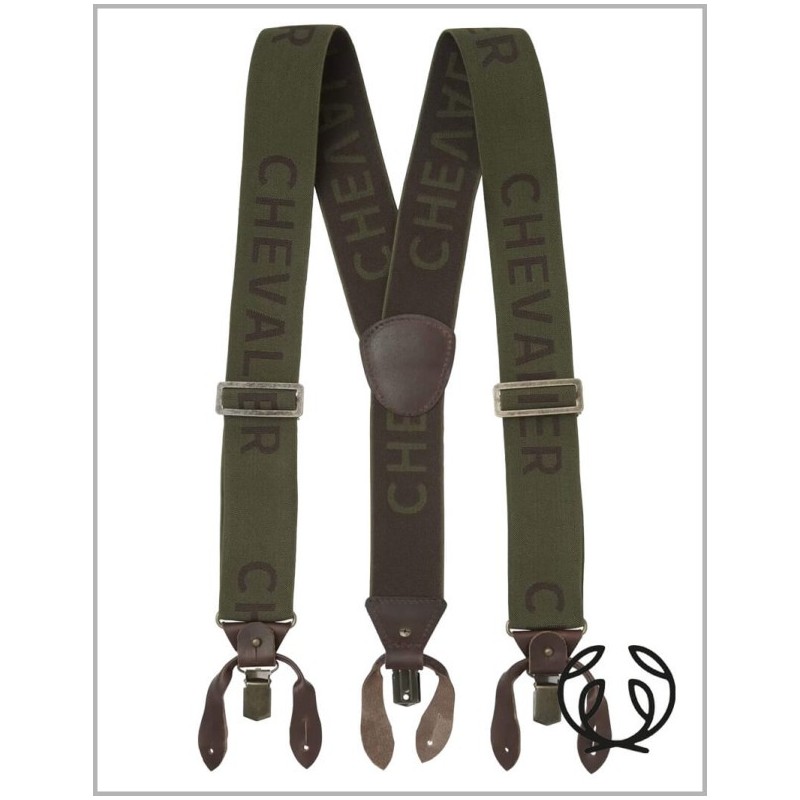 SZELKI Chevalier Logo Suspenders green na guziki i żabki