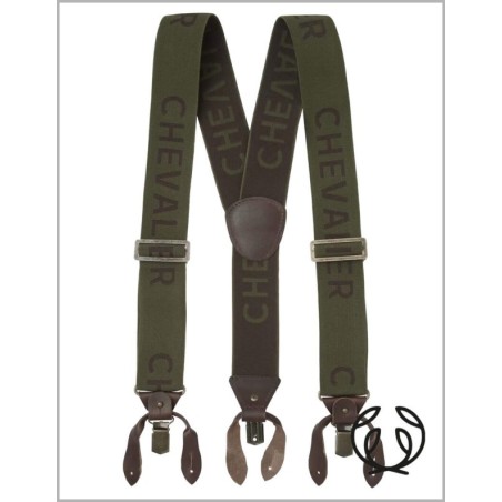 SZELKI Chevalier Logo Suspenders green na guziki i żabki