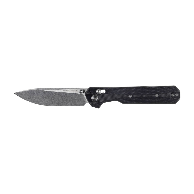 Nóż składany KNIVESPL The First Sandvik 14C28N, czarne G10, Stonewashed/Satin