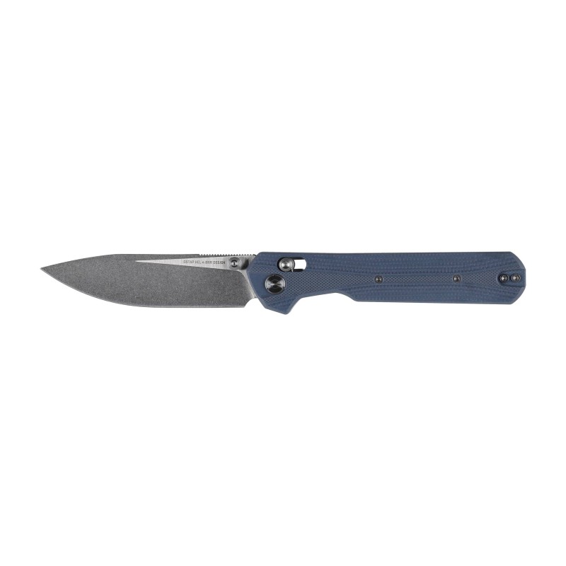 Nóż składany KNIVESPL The First Sandvik 14C28N, niebieskie G10, Stonewashed/Satin