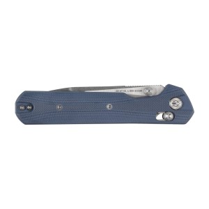 Nóż składany KNIVESPL The First Sandvik 14C28N, niebieskie G10, Stonewashed/Satin
