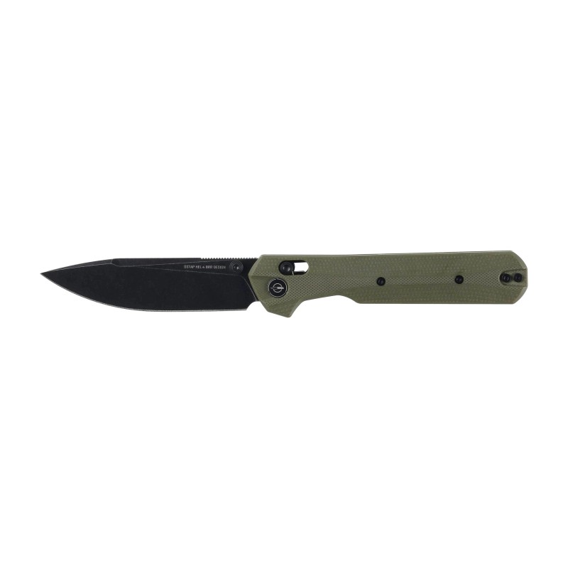 Nóż składany KNIVESPL The First Sandvik 14C28N, zielone G10, czarna powłoka PVD