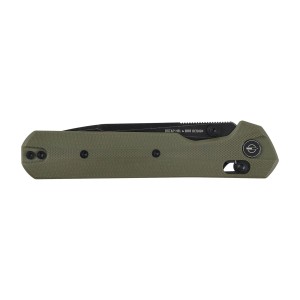 Nóż składany KNIVESPL The First Sandvik 14C28N, zielone G10, czarna powłoka PVD