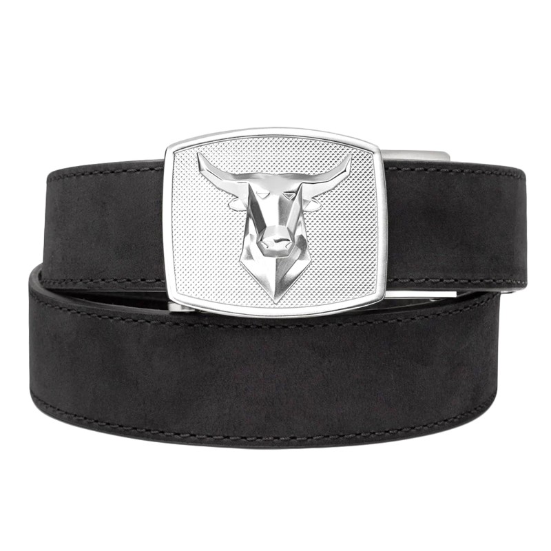 Pas Kore Essentials Bull Buckle Black Buffalo Leather Gun Belt