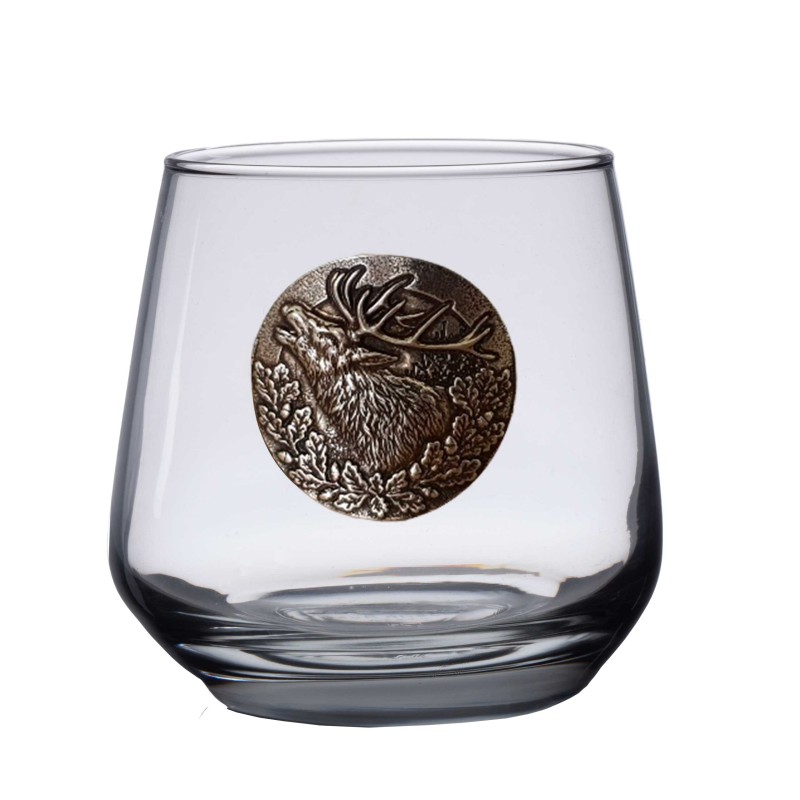 Szklanki do whisky Golden Fox Luna Deer Silver zdobione odlewanym elementem 6 szt.
